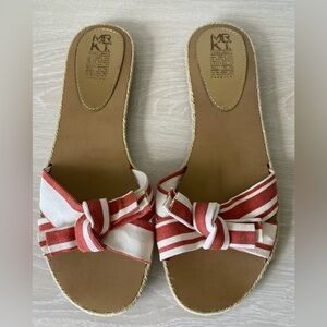 MRKT Market Faith slip on Sandal Shoe Flat Coral Cream fabric upper size 10